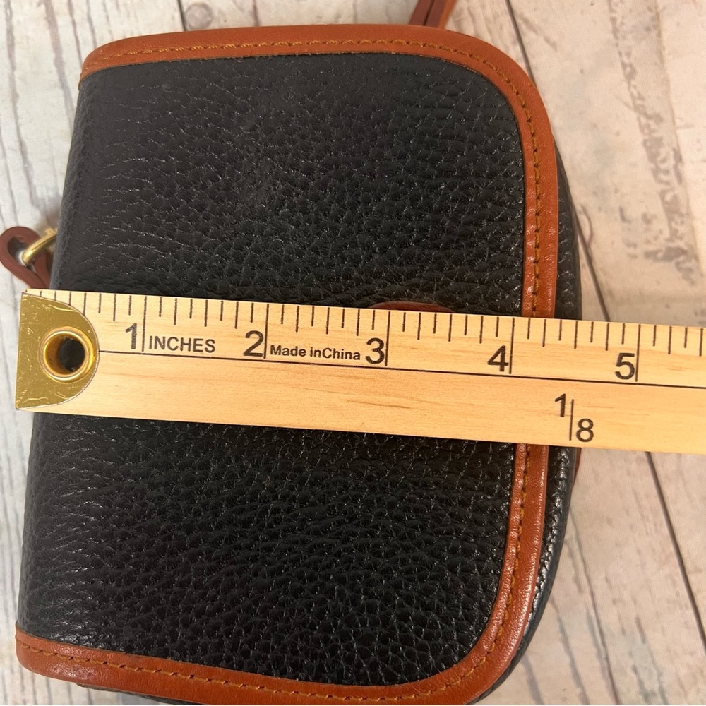 Vintage Mini Leather Saddle Crossbody Purse Liz Claiborne Brwn Black Pebbled - Picture 7 of 16
